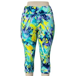Tek Gear Womens 3X Abstract Print Cropped Leggings Activewear Athleisure Vibrant